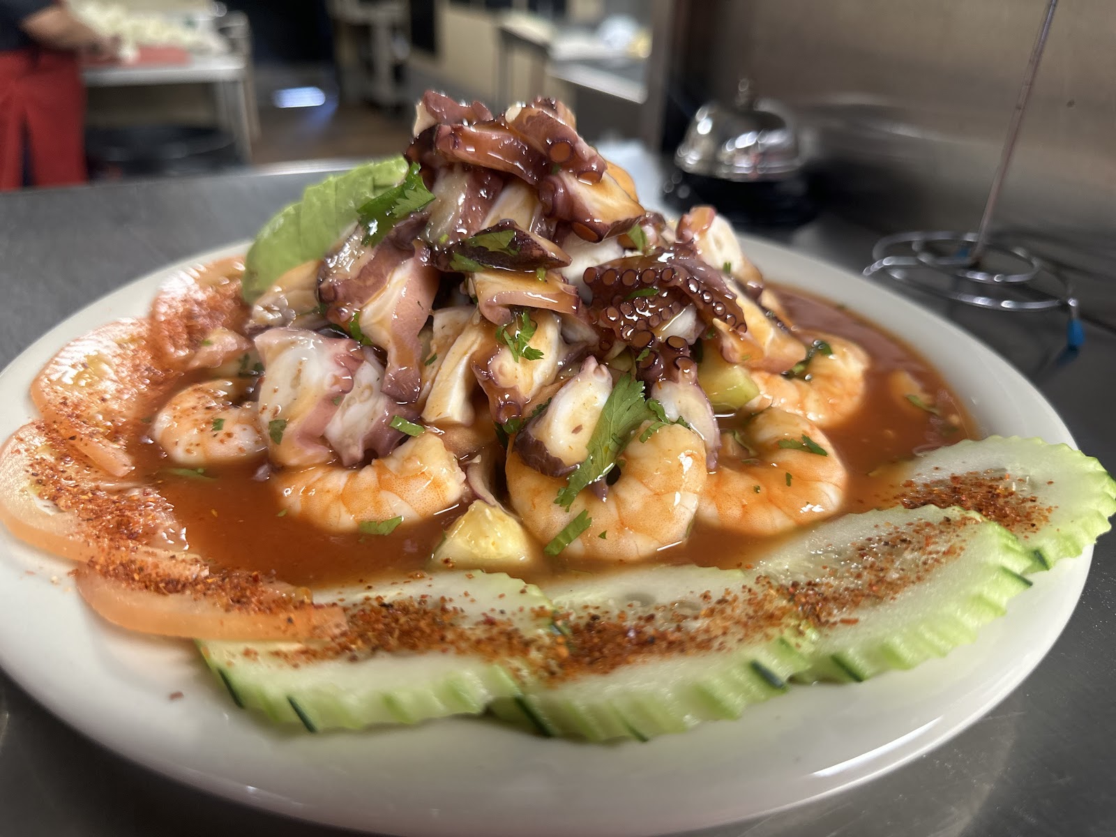 Plated meal at Taqueria Mariscos El Marinero